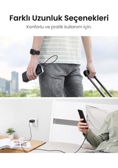 Ugreen Usb 2.0 A To Micro Usb Örgülü Hızlı Şarj Kablosu, 1,5m, Siyah, 60147