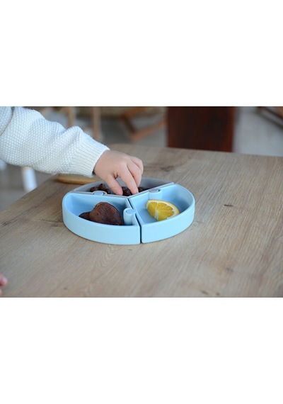 Puzzle Mama Tabağı Mineral Blue Powder Grey 4 Adet