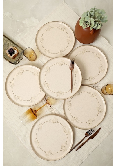 Keramika Taupe Bloom Nordıc Servis Tabağı 28 Cm 6 Adet 22528 Krem