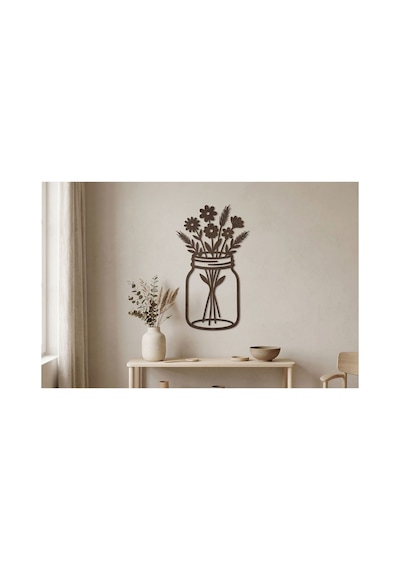 Buççin Online Mağaza Ev Ofis Mutfak Ve Banyo Için Ahşap Dekoratif Duvar Vazo Çiçekler Vase 26x16 Cm Ahşap Kahverengi