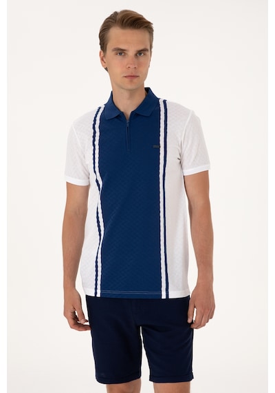 U.S. Polo Assn. Erkek Regular Fit Beyaz Polo Yaka Fermuarlı Tişört 50300814-VR013