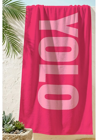 Yazılı Yolo Fuşya Pembe Plaj Havlusu - Modern Tipografik Mikrofiber Havuz Deniz Hızlı Kuruyan Havlu Dalgın Şeftali Yazılı Yolo Fuşya Pembe Plaj Havlusu - Modern Tipografik Mikrofiber Havuz Deniz Hızlı Kuruyan Havlu Dalgın Şeftali