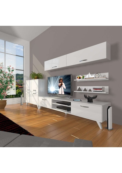 Decoraktiv Eko 6y Mdf Dvd Retro Tv Ünitesi Tv Sehpası Beyaz