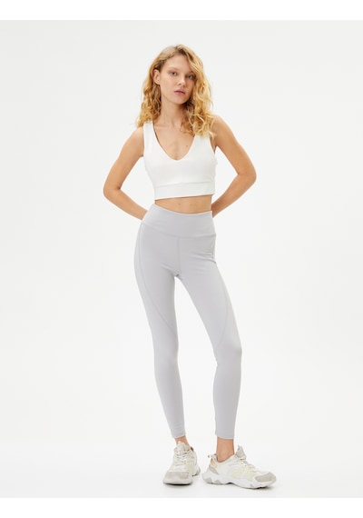 Koton Yüksek Bel Spor Tayt Dikiş Detaylı Gri 4wak40343nk 4WAK40343NK033 Gri