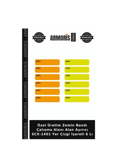 Özel Üretim Zemin Bandı Çalışma Alanı Alan Ayırıcı Scx-1401 Yer Çizgi İşareti 6 Lı Çok Renkli
