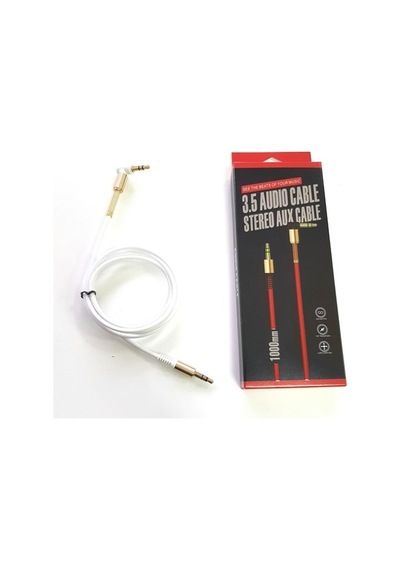 Electroon 3,5Mm Stereo Gold Jaklı Beyaz Silikon Aux Kablo 1Metre