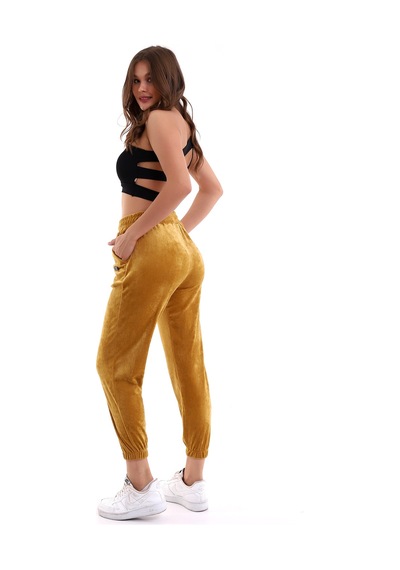 Winmoda34 Kadife Eşofman Jogger Hardal