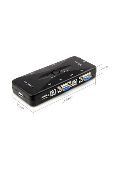 4 Port Kvm Switch Vga + Usb 2.0 - 4 Pc 1 Monitör Klavye Fare Kontrol Cihazı 1080p 30hz - Sürücüsüz