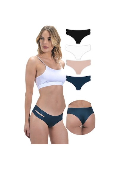 Cottonhill Basic Lazer Kesim Kadın Hipster Külot 4'Lü Paket-Çok Renkli-M Çok Renkli