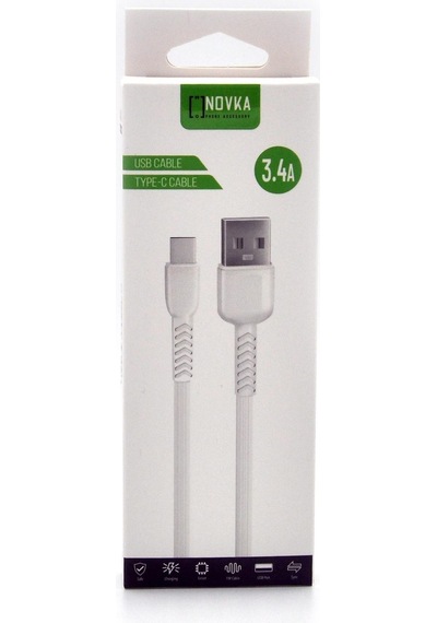 Novka NVK05 Type-C Usb 3.4 A Şarj Kablosu 1 M Beyaz