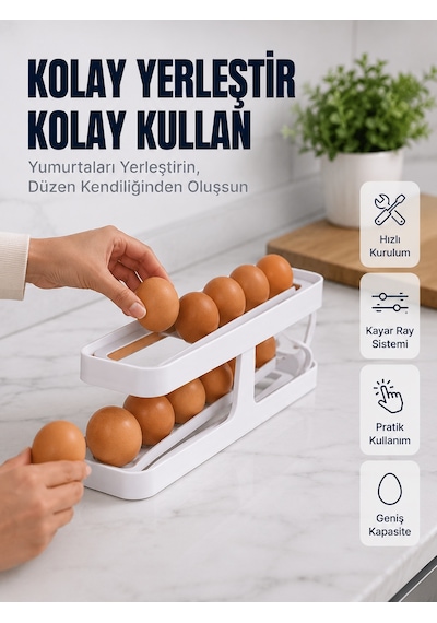 Yumurta Düzenleyici Organizer Buzdolabı İçin Yer Tasarruflu Saklama Rafı - Lisinya Çok Renkli