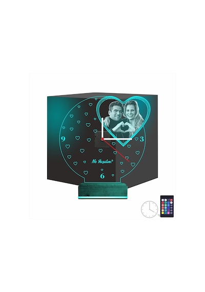 Luvivia Kalp Sevgiliye Hediye V3 Fotoğraflı Saatli 3d Lamba - Masa Gece Lambası