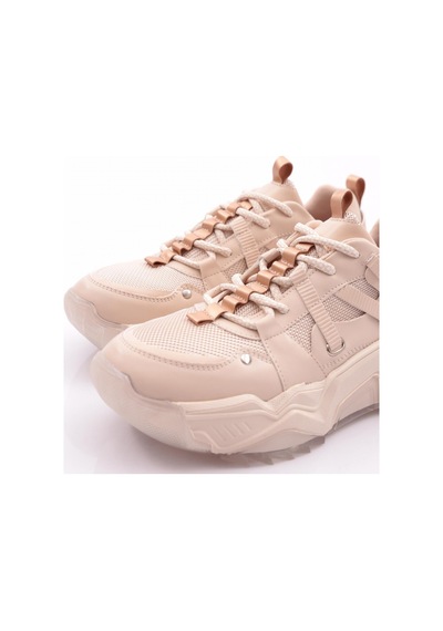 Dgn 65160 Kadin Bağcikli Sneaker Ayakkabi 65160-2027-R12615 Bej - Pudra