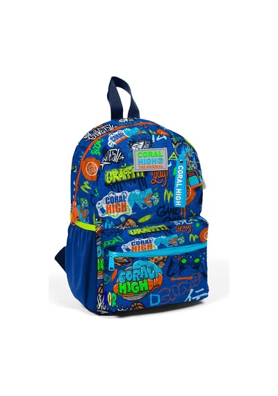 Minik Yuva Sırt Çantası Saks Grafiti Desenli İki Bölmeli 23567