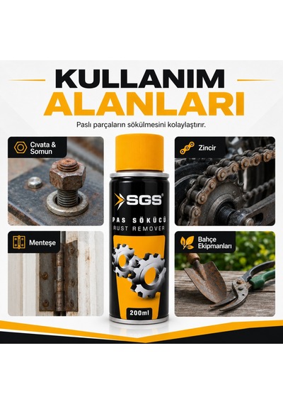 Sgs Pas Sökücü Sprey 200 Ml Aerosol Metal Yüzey Temizleyici Ve Bakım Spreyi