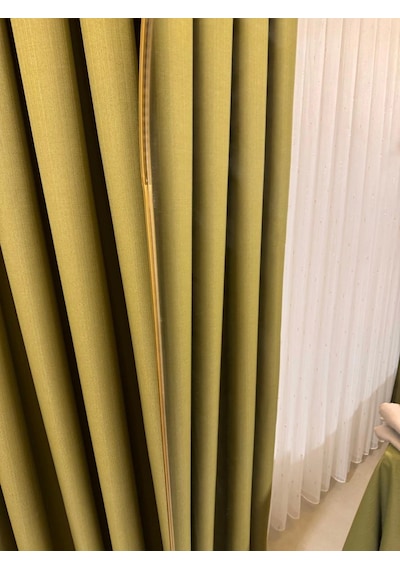 Nivemeshome Roma Keten 1/3 Sık Pileli Yeşil Fon Perde Apm Yeşil