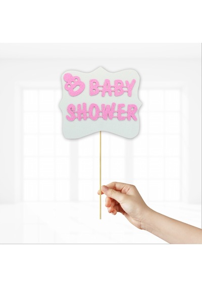 Süsle Bebek ve Parti Baby Shower Konuşma Balonu Çubuğu Pembe