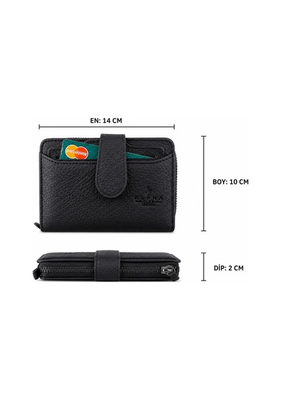 Alphaclub Bag Kadın Çok Bölmeli Kartlıklı Çıtçıt Kapamalı Cüzdan Taba