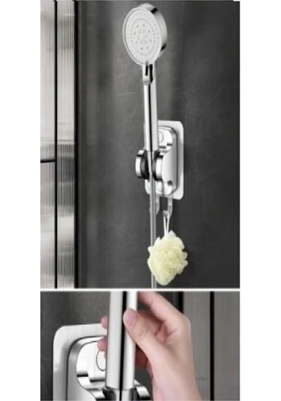 Banyo Duş Başlığı Tutucu Ayarlana El Duşu Tutucu Yapışkanlı Duş Sabitleyici Lif Askısı Gümüş Diğer