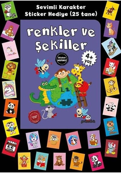 Renkler ve Şekiller - Stickerli 4+Yaş - Afife Çoruk - Panda