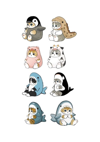 Kedi Temalı Sticker Etiket Seti - Cat Sticker - Laptop Notebook Telefon 30x15cm