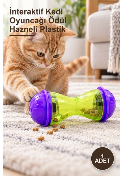 1 Adet İnteraktif Kedi Oyuncağı Ödül Hazneli Plastik