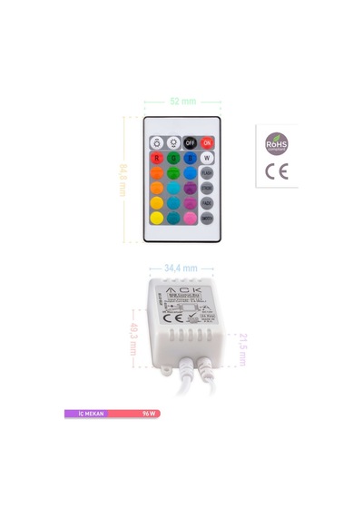 ACK IR RGB Kumandası 12V 96W