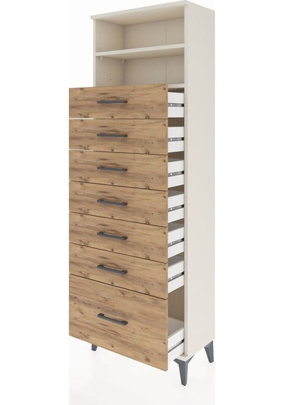 Arges Dolap 2 Raflı 7 Çekmeceli 60x30x182 Aytaşı-çam Aytaşı