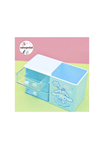 Cinnamoroll Kalem Kutusu Masaüstü Kalemlik Cinnamoroll Çekmeceli Kalem Kutusu Masa Üstü Organizer Turkuaz