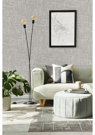 Adawall Muse Koleksiyonu- 25101-2 Vizon Dokulu Silinebilir Nonwoven Vinil Duvar Kağıdı- Açık Vizon, 1.06x15.6m - 16.5m² Bej