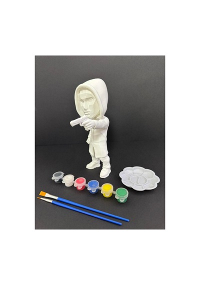 3d Squid Game Front Man Yönetici 15 Cm - Kendin Boya Hobi Ve Etkinlik Seti - Akrilik Boya + 2 Fırça
