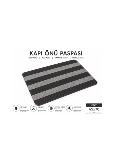 Delta Cc001a Gri Kaymaz Taban Nem Alıcı Toz Alıcı Kapı Önü Paspası Uv Dayanıklı 45x70 Cm