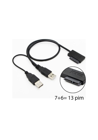 Usb 2.0 7+6 13pim Slimline Sata Notebook Cd/dvd Rom Optik Sürücü Kablosu