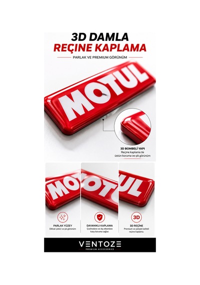 Motul Damla Etiket 3d Reçine Logo Sticker Oto Araç İçi Dekoratif Aksesuar 6x1,5 Cm