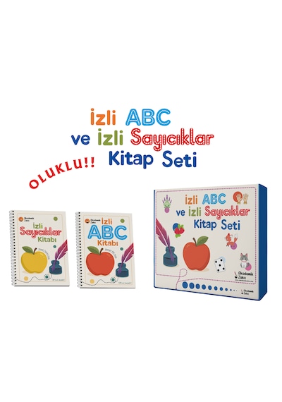 İzli Abc Ve Sayıcıklar Kitabları Oluklu Seti 1adet Sihirli Uçan Kalem - Tutma Aparatı, 10 Adet Kalem İçi