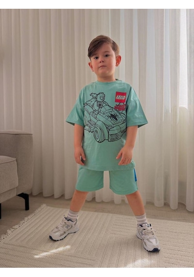 Nurbebekidss Erkek Çocuk Penye Şortlu Takım Turkuaz