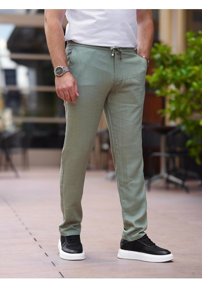 Keten Jogger Pantolon Yeşil