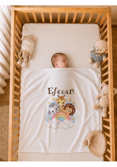 Pia Baby Erkek Bebek Hastane Çıkışı 4 Lü Tulum Seti %100 Pamuk Kişiye Özel İsim Baskılı Battaniyeli 1044bt3x Krem