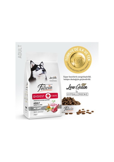 Felicia Kolajenli Kuzulu Az Tahıllı Medium Large Yetişkin Köpek Maması 3 Kg