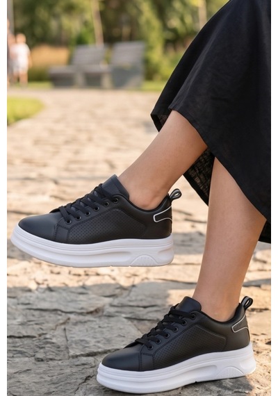 In Step Mcqueen Unısex Siyah Günlük Spor Ayakkabı - Yüksek Tabanlı Comfort Sneaker
