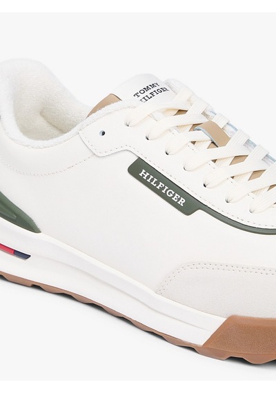 Tommy Hilfiger Fm0fm05721 Retro Runner Mix Leather Erkek Günlük Ayakkabı Beyaz
