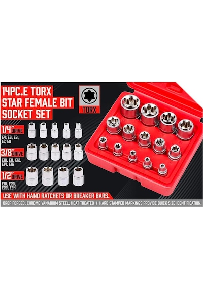 1/2''- 3/8''-1/4'' Torx Lokma Anahtar Seti 14 Parça