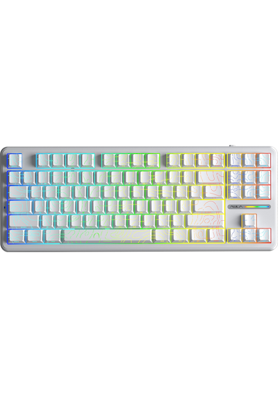 Aula F87 Pro Mekanik Rgb Tkl Kayhua İntelligent Switch Kablosuz Makrolu Hot Swap Klavye Desenli Beyaz