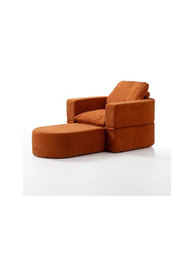 Homedius Sofa Bed Katlanır Yatak Olabilen Berjer Koltuk Puf Seti Kiremit