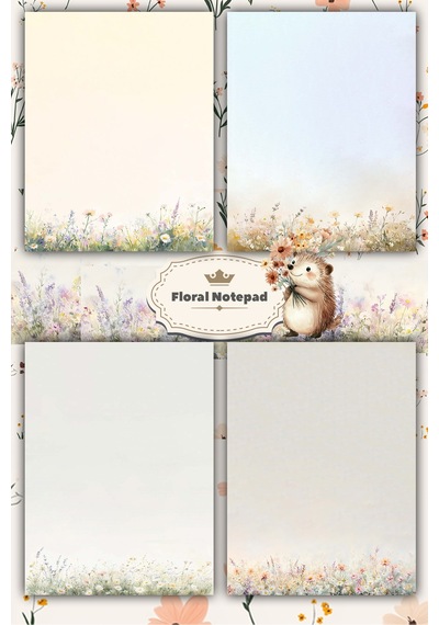 A5 Çiçek Bloknot Çizgisiz Defter - 50 Yaprak - Memopad - Notepad - Not Defteri - Not Kağıdı - 1366 Çok Renkli