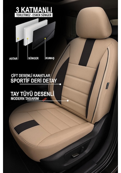 Oniks Oto Koltuk Kılıfı- Toyota Corolla-auris-yaris Uyumlu Bej