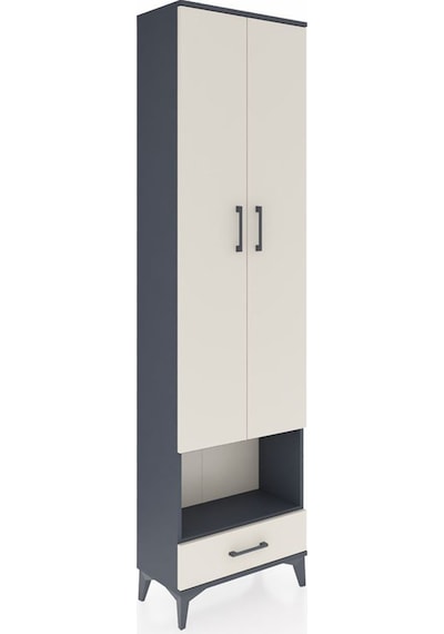 Arges Dolap 5 Raflı Tek Çekmeceli Tek Askılı 60x30x221 Antrasit-aytaşı Antrasit