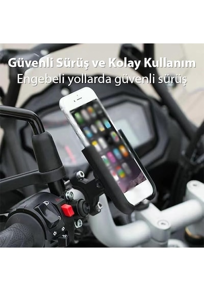 Alüminyum Alaşım Bisiklet Motorsiklet Gidon Telefon Tutucu, Sıyah Diğer