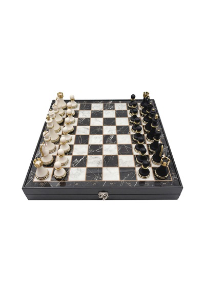 Metal - 827 - & Polyester Ahşap Satranç Takımı Siyah Beyaz Mk36p - Muratech - - Mk36p