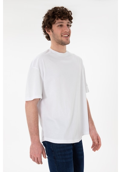 U.S. Polo Assn. Erkek Long Fit Bisiklet Yaka Beyaz Basic Tişört 50305988-VR013